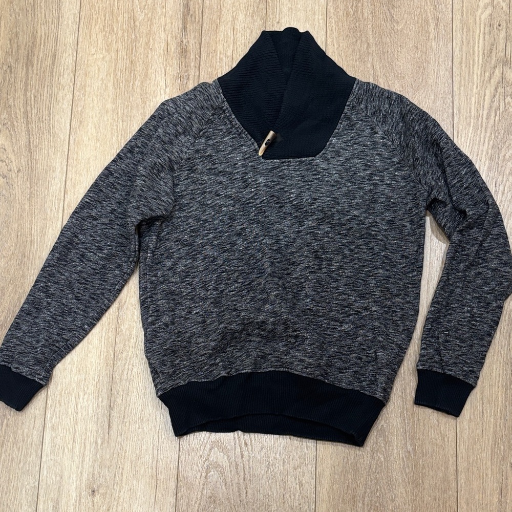 Zara Men's Charcoal and Black Shawl Collar Sweater